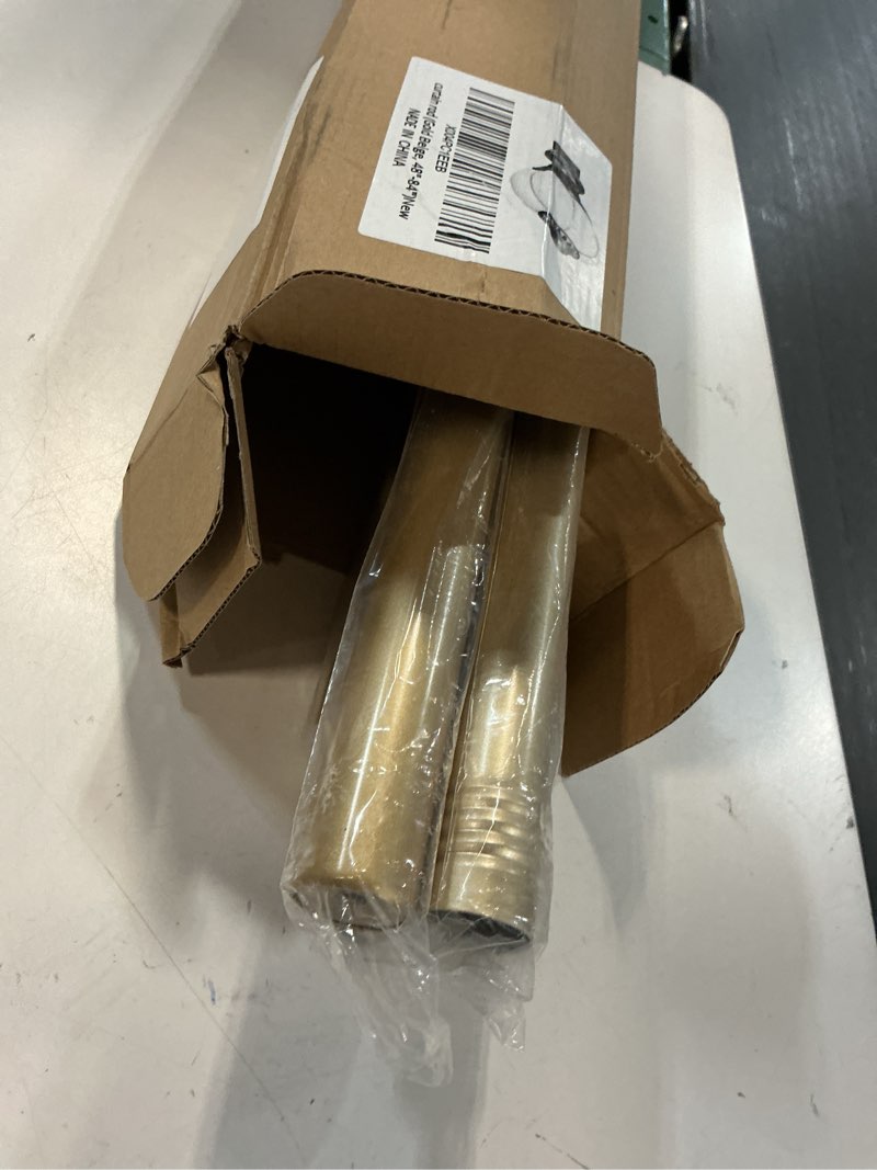 Condition photo showing Good Condition for ceramic curtain rods for windows 48 to 84 inch,1 inch adjustable telescoping drapery rod heavy duty window treatment single curtain rod set for bedroom,gold beige gold beige 48"-84"