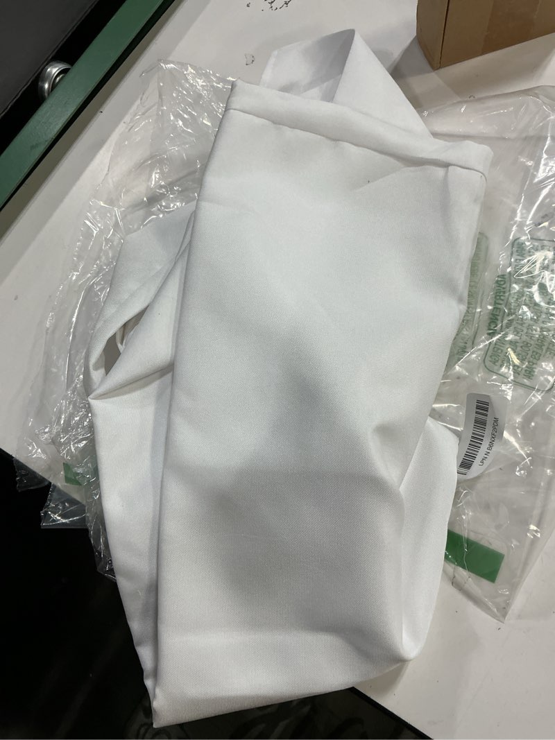 Condition photo showing Good Condition for PLOYMONO White Fitted Tablecloth, 2 Pack Table Clothes for 4 FT Rectangle Table, (48x24 Inch) Polyester Fabric Cover for Trade Craft Show, Buffet, Banquet, Wedding