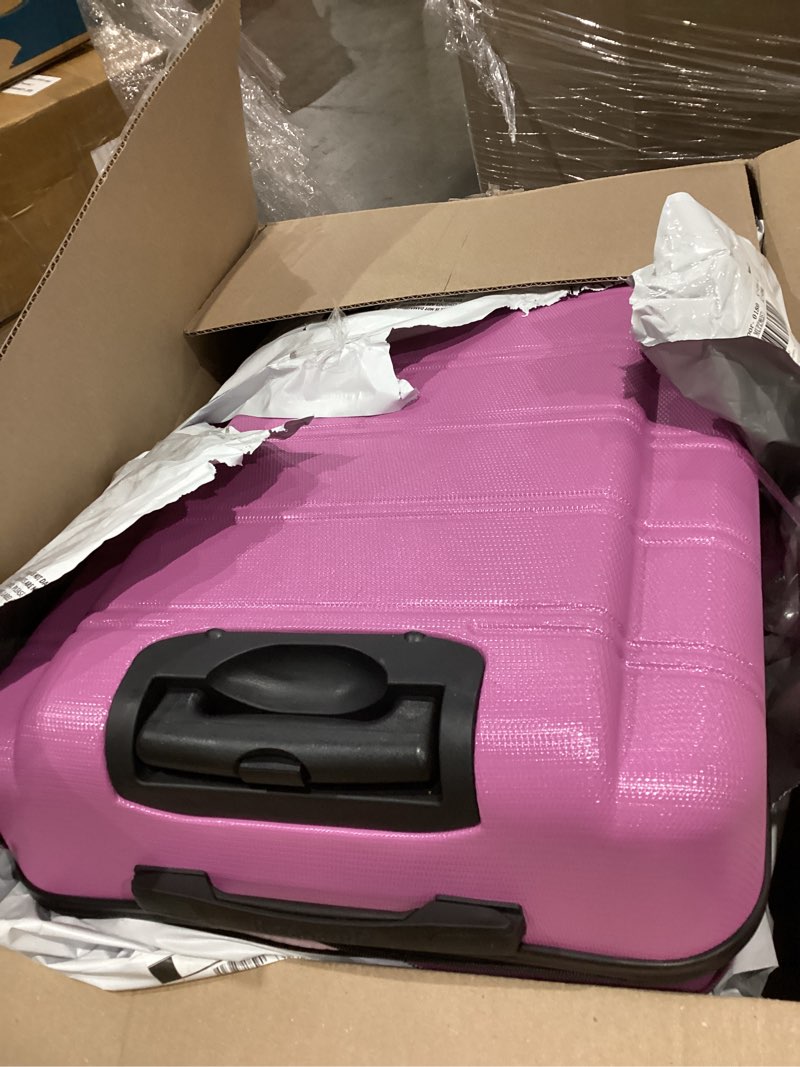 Condition photo showing Good Condition for rockland melbourne hardside expandable spinner wheel luggage, pink, checked large 28" pink checked large 28"