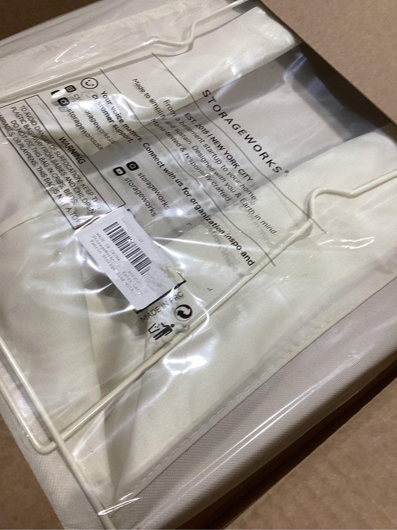 Condition photo showing New/Like New for StorageWorks Storage Baskets for Shelves, Foldable Fabric Closet Storage Bins with Handles, Fabric Storage Bins Clothes Organizer, Light Green, 3-Pack, Extra Large Light Green Extra Large