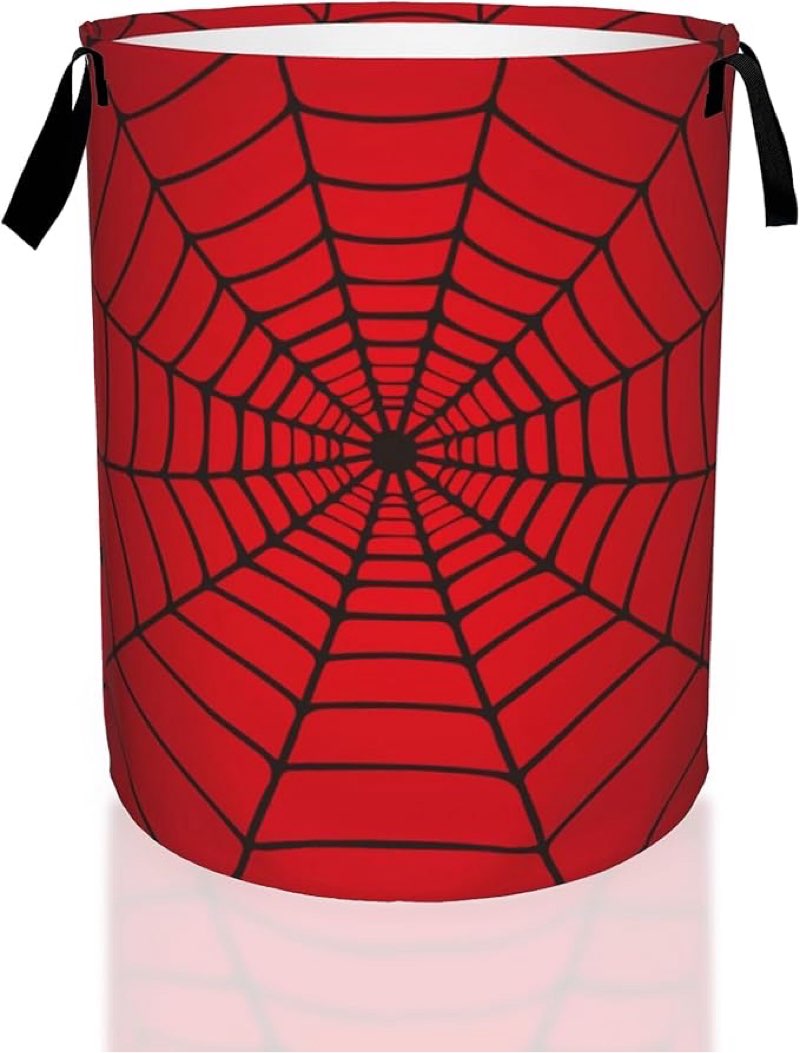 Laundry Hamper, Spider Web Red Laundry Basket,Waterproof Foldable Storage Bin for Bedroom,Clothes Organizer Basket,Toys Box 16x20 Inch