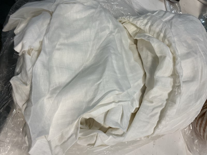 Condition photo showing As Is for quince european linen sheet set, king, white