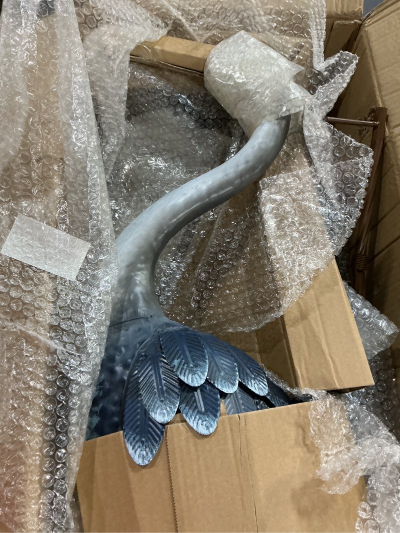 Condition photo showing New/Like New for kircust outdoor blue heron statues metal garden crane sculptures, bird yard art large 47-48 inch, set of 2, for pond & lawn garden decor, gifts for women, men, friends