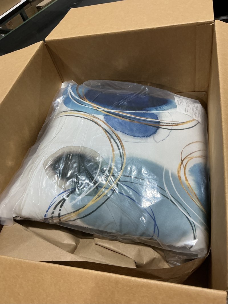 Condition photo showing Good Condition for Americanflat 18x18 Throw Pillow with Sewn-in Insert - All-in-One Decorative Pillows - No Cover Needed - Soft and Durable Cushion for Bed or Sofa - Polyester - Blue, White, Black and Gold 18x18 Blue and White