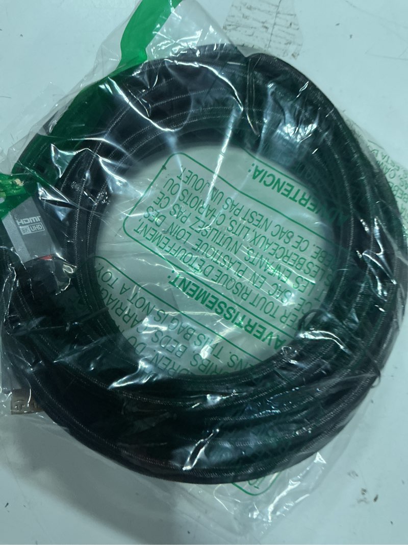 Condition photo showing Good Condition for monoprice 8k certified ultra high speed hdmi cable - 20 feet - black | braided - hdmi 2.1, 8k@60hz, 4k@120hz, 48gbps, hdr, vrr, cl3 in-wall rated