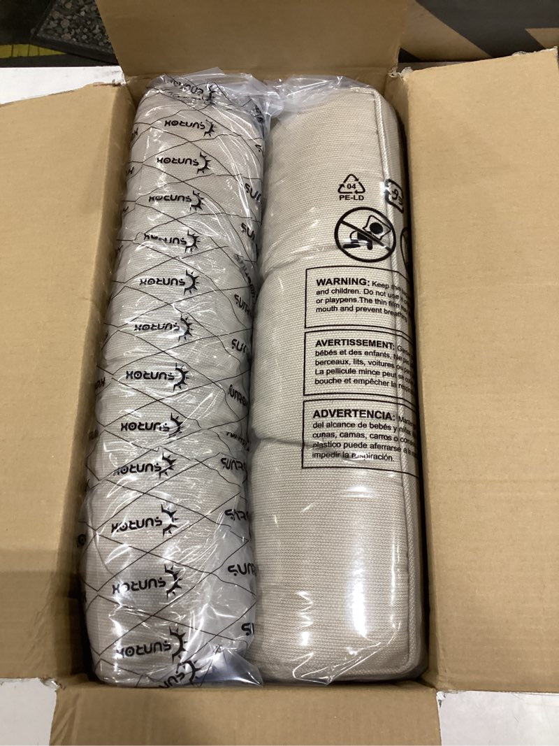 Condition photo showing New/Like New for SUNROX Memory Foam Jumbo Rocking Chair Cushions, FadeShield Water Resistant Non Slip Durable Tufted Pads, Set of Seat & Back Cushion with Ties for Indoor/Outdoor Rocker, 2 Piece, Husk Birch Jumbo- 28"X18"/18"X18" Husk Birch