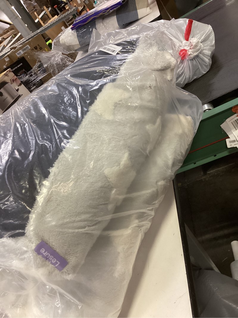 Condition photo showing As Is for Lesure Dog Beds Large Sized-Thick Shredded Chopped Foam Pet Bed Indoor with Removable Cover, Cute Modern Fuzzy Plush & Anti Slip Bottom, Grey 35.0"L x 22.0"W x 4.0"Th Glacier Grey