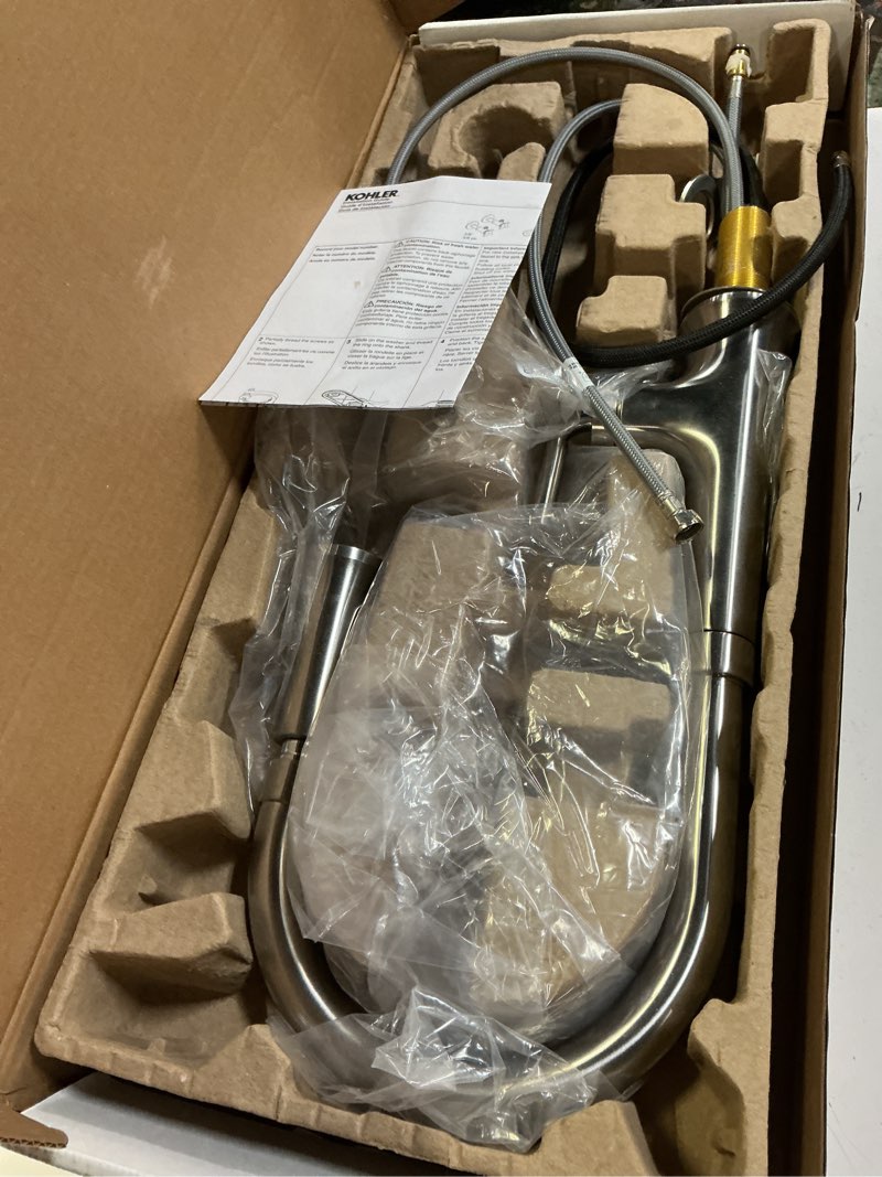Condition photo showing As Is for kohler 23764-vs tone pull down kitchen faucet, kitchen sink faucets with pull down sprayer, vibrant stainless vibrant stainless pull-down