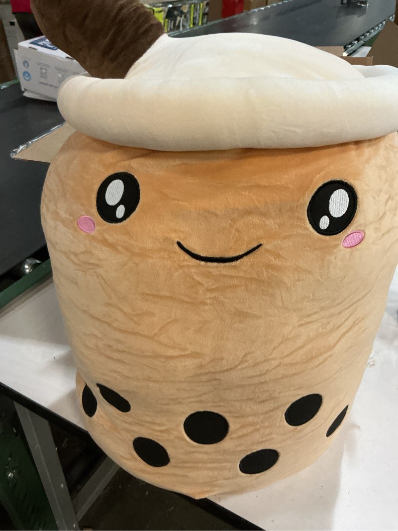 Condition photo showing Good Condition for Boba Plushie, 27.5 in Boba Plush Pillow Toy Gifts for Kids, Valentine, Christmas (Brown Round Eye) 27.5 in Brown Round Eye Boba