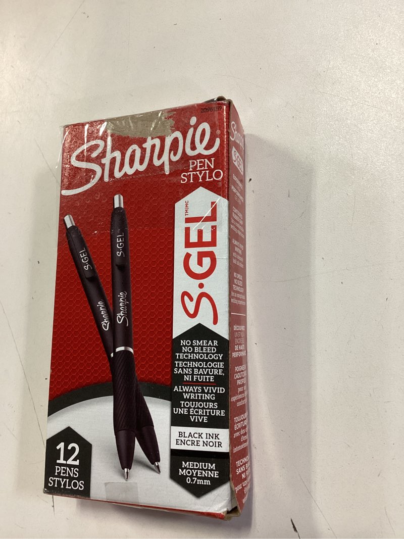 Condition photo showing item condition for Sharpie S-Gel Gel Pens, Black Barrel, Medium Point (0.7mm), Black Gel Ink Pens, 12 Count - Home, Office, School, Journaling, Writing, Note-Taking, Teacher Supplies
