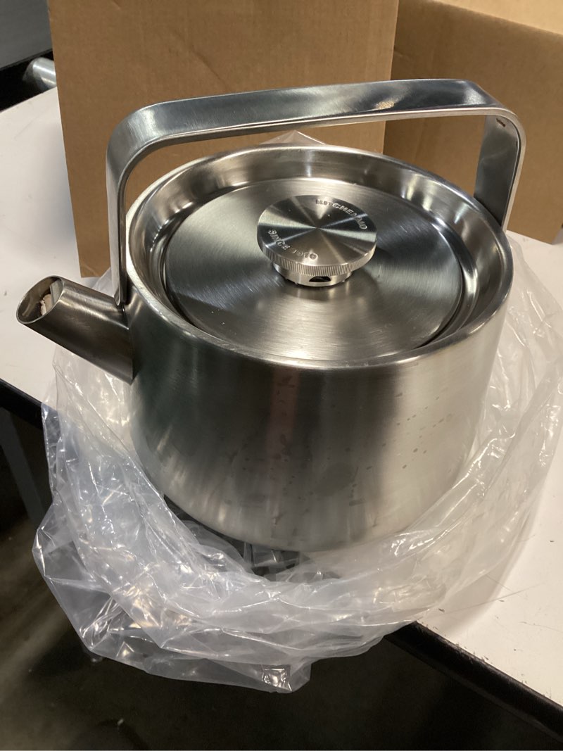 Condition photo showing As Is for kitchenaid teakettles stainless steel whistling teakettle, 1.9 quart - brushed stainless steel