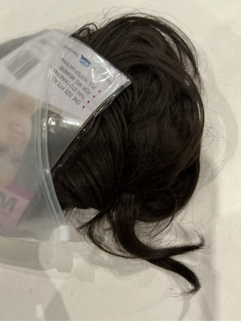 Condition photo showing Good Condition for dark brown wig with bangs, wavy wigs for women synthetic hair wig for daily party use 26 inch