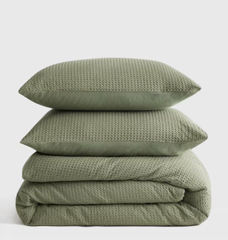 ( quince) organic luxe honeycomb duvet cover set king 