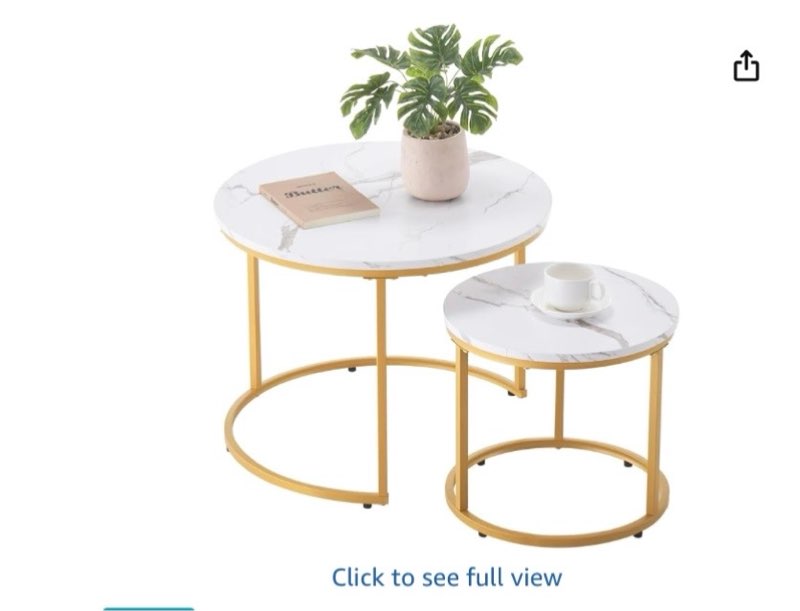 vevor nesting tables, coffee table set of 2, 23.6 inch round coffee table, small coffee tables night stand with metal frame, for living room, bedroom, office (brown & black) 23.6 inch brown