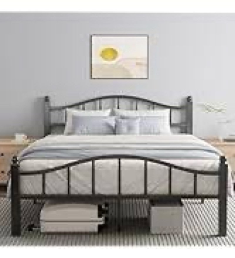 Blbeed Full Size Bed Frames with Headboard, Noise-Free Design & Underbed Storage Heavy Duty Metal Be