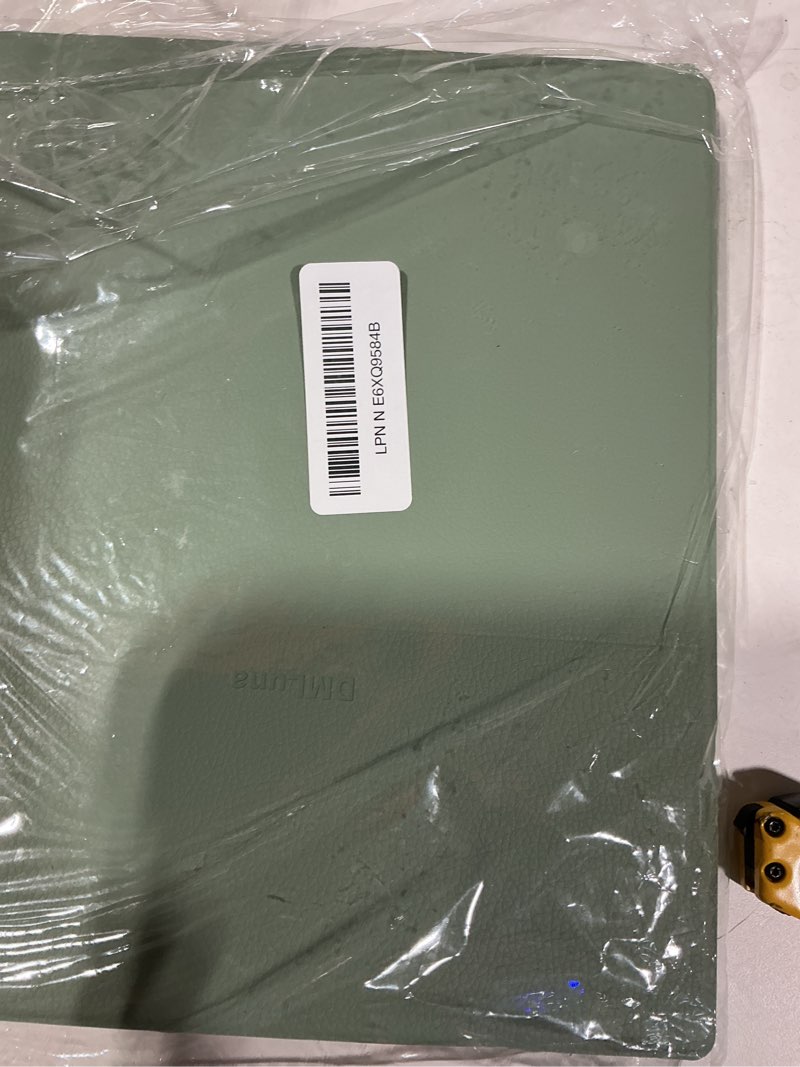 Condition photo showing New/Like New for dmluna tri-fold stand case for 11" kindle scribe 2025 release, premium pu leather water-safe cover with auto sleep wake, built-in pen holder, magnetic closure, agave green