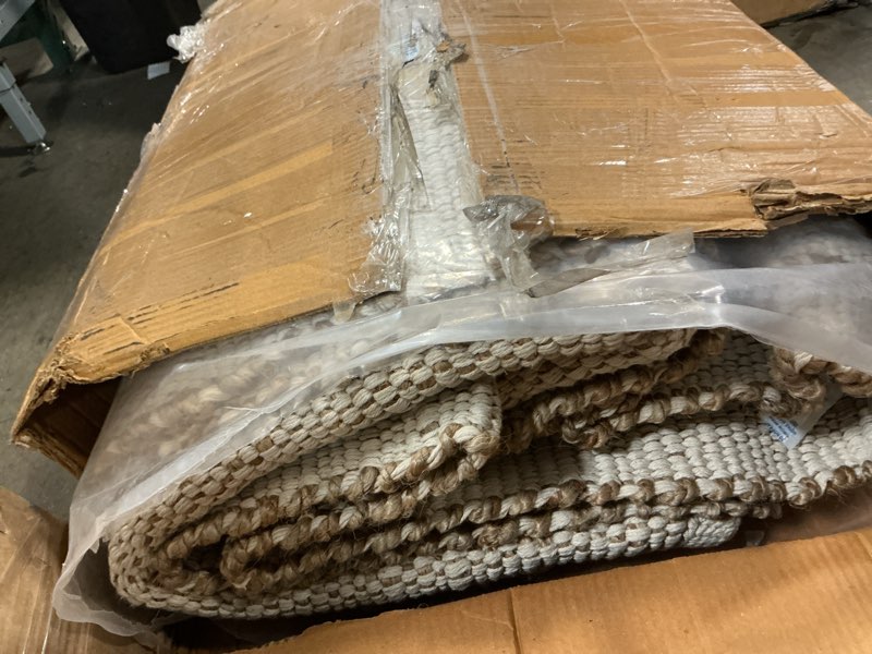 Condition photo showing As Is for FRELISH DECOR Handwoven Jute Blend Cotton Area Rug - Contemporary Farmhouse Decor- Vintage Rustic Nautical Rugs for Bedroom - Living Room - Kitchen - Classy Home Decor (8'x10')