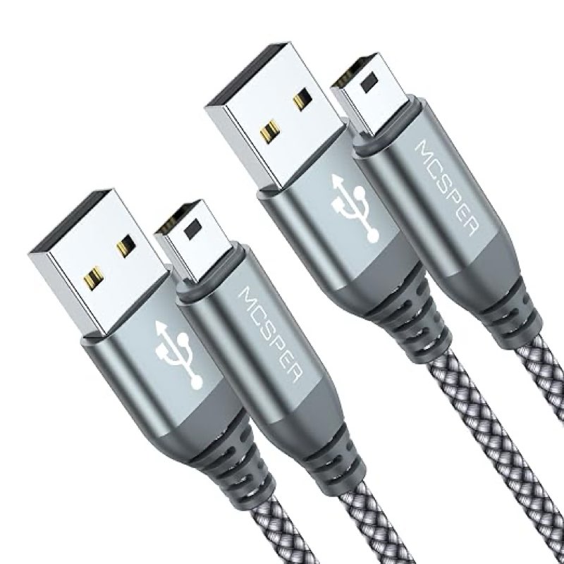 MCSPER Mini USB Cable [3.3FT 2 Pack],USB 2.0 Type A to Mini B Cable Braided Charging Cord Compatible with MP3 Player, Digital Camera,GoPro Hero 3+, PS3 Controller,Garmin Nuvi GPS Yeti Microphone etc