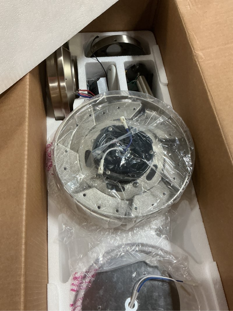 Condition photo showing Good Condition for harbor breeze cogdell 60-in brushed nickel with black/auburn blades color-changing integrated led indoor/outdoor downrod or flush mount ceiling fan with light and remote (7-blade)