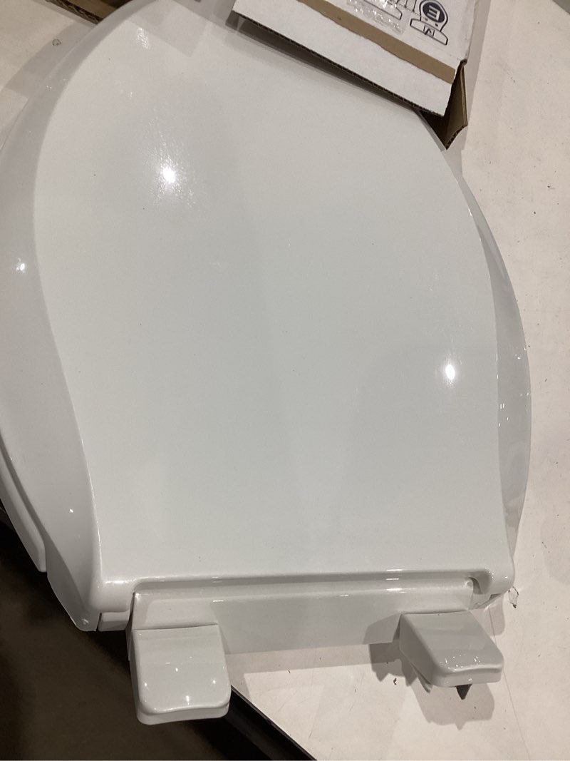 Condition photo showing Good Condition for kohler 4636-rl-0 cachet readylatch elongated slow close toilet seat, soft close toilet seat quiet lid, contoured grip-tight bumpers installation hardware, apartment essentials, white white elongated ready latch
