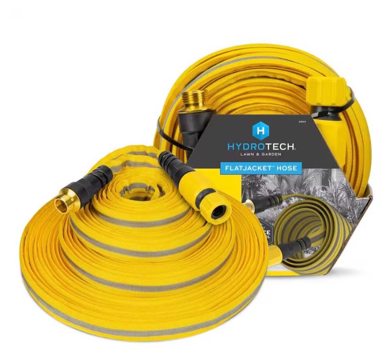 5/8 in. x 100 ft. Flat Jacket Garden Hose, Flexible, Durable, Burst Proof, Lightweight, No-Kink Water Hose