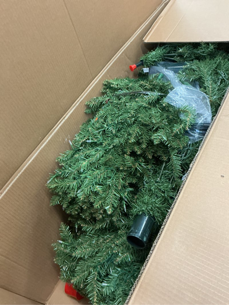 Condition photo showing Good Condition for National Tree Company 9 ft Pre-Lit Dunhill Fir Artificial Christmas Tree, 900 LED Lights, 4,026 Tips, Foot Pedal, 10 Light Functions, Includes Stand, Green