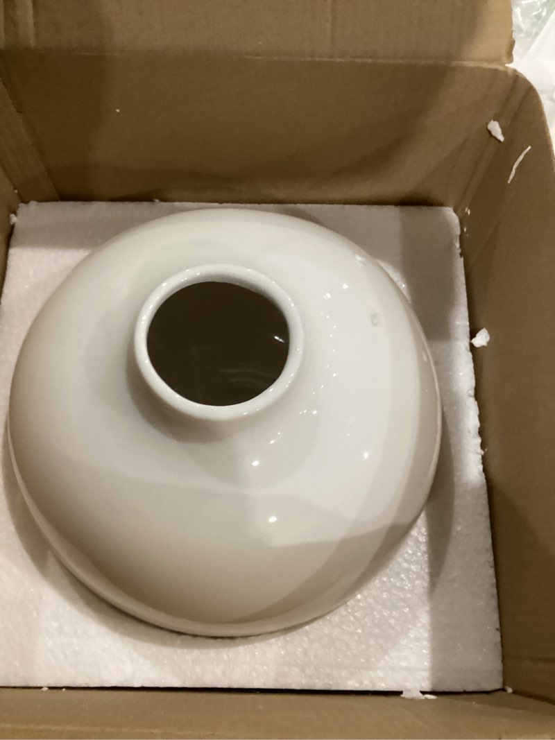 Condition photo showing As Is for Willowy 7.5 Inch Large White Ceramic Vase with Glossy Finish - White Vases for Flowers, Round Vases for Decor, for Flower, for Pampas Grass White Round 7.5''