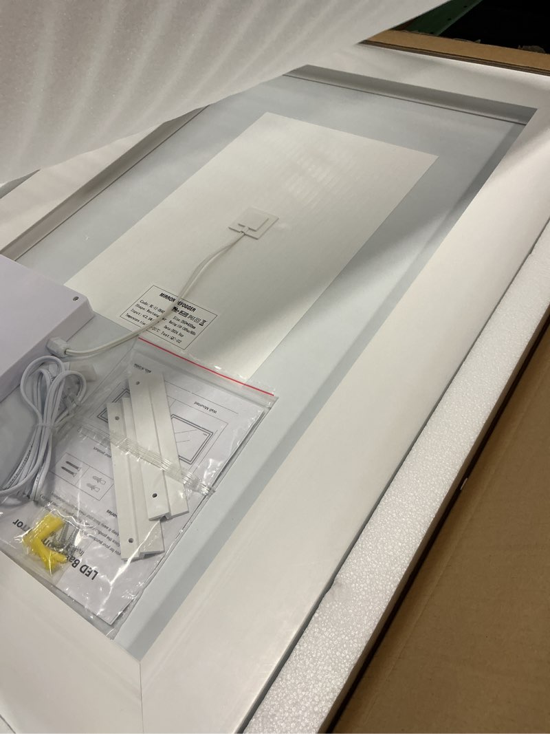 Condition photo showing Good Condition for 24"x36" LED Bathroom Mirror with Lights, Dimmable, Anti-Fog, Lighted Bathroom Vanity Mirror for Wall, Backlit + Front Lit, Memory Function, Shatter-Proof, Tempered Glass 36"L x 24"W