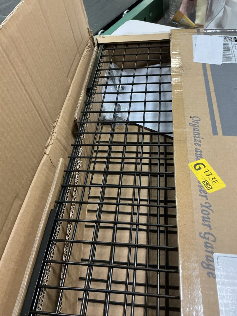 Condition photo showing Good Condition for Wallmaster Garage Wall Shelf 2 Pack 23.6"x11.8" Wall Mount Heavy Duty Metal Shelves Mesh Storage Rack for Garage, Office, Basement and Kithcen, max Load 65 lbs (Black)