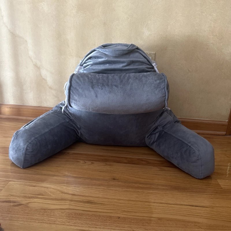 reading pillow-bed rest pillow w/detachable neck roll support arms & back pocket