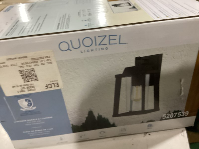 Condition photo showing As Is for Quoizel Amsted 1 -Light 13.13-in H Matte Black Hardwired Outdoor Wall Light
