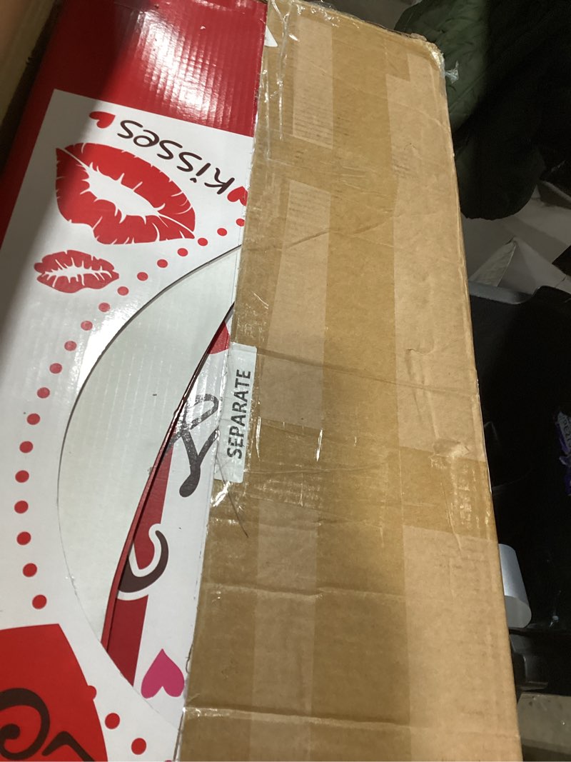 Condition photo showing Good Condition for Valentine's Kissing Booth 54 x 28 in Valentines Photo Prop Kissing Booth Stand Cardboard Cutout Decorative Sign for Carnival Romantic Wedding Party Outdoor Decorations(Classic)