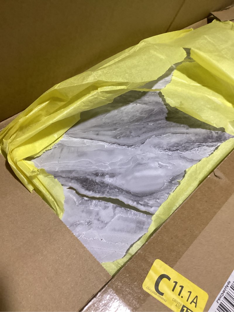 Condition photo showing Good Condition for haimin wall panels peel and stick 10 pieces 23.6x11.8in (19.4 sq. ft. coverage) lightweight backsplash marble look tile (not real marble) ideal for kitchen bathrooms living rooms bedrooms gray gold-06