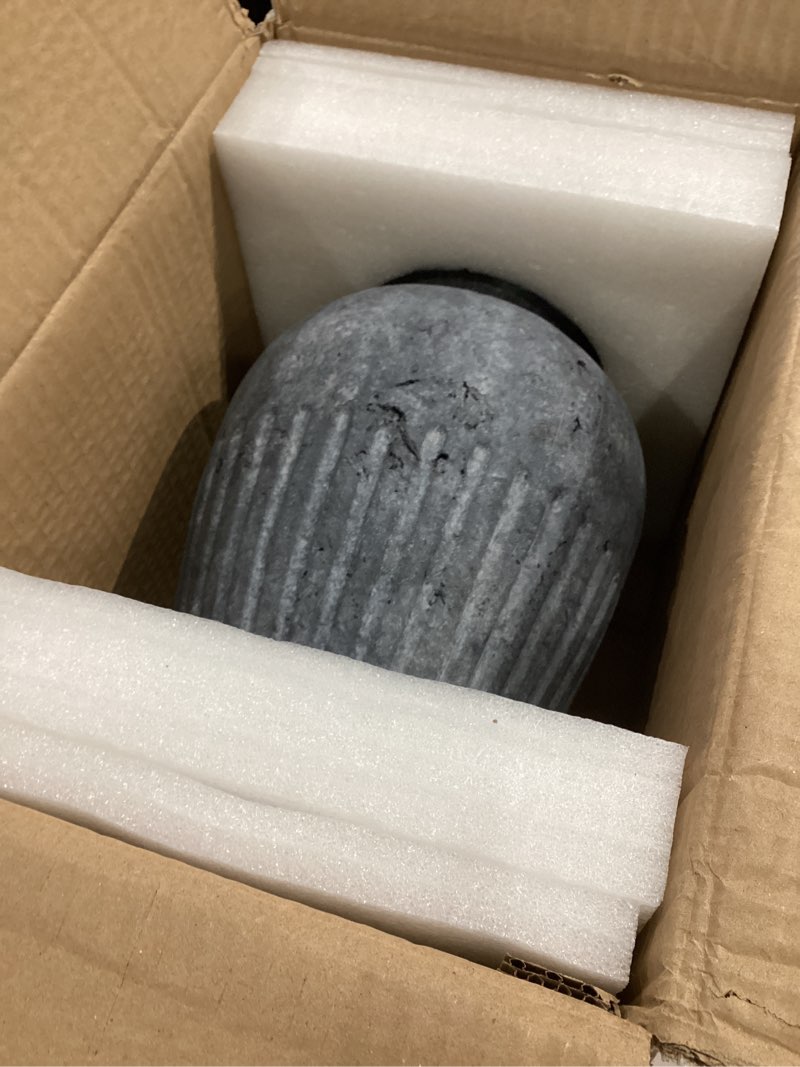 Condition photo showing As Is for Large Ceramic Rustic Vase, 11" Black Terracotta Farmhouse Flower Vase, Modern Boho Pottery Decor for Living Room, Bathroom, Office, Shelf, Mantel