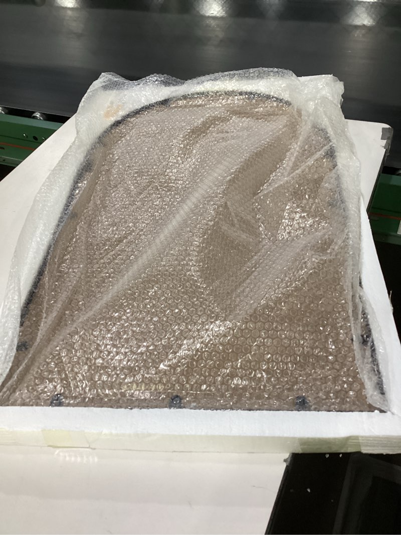 Condition photo showing New/Like New for LYYYXGYP Arched Window Mirror Black Metal Frame Wall Mounted Decorative Mirror Windowpane Decoration for Living Room 20" x 32" 32"L x 20"W