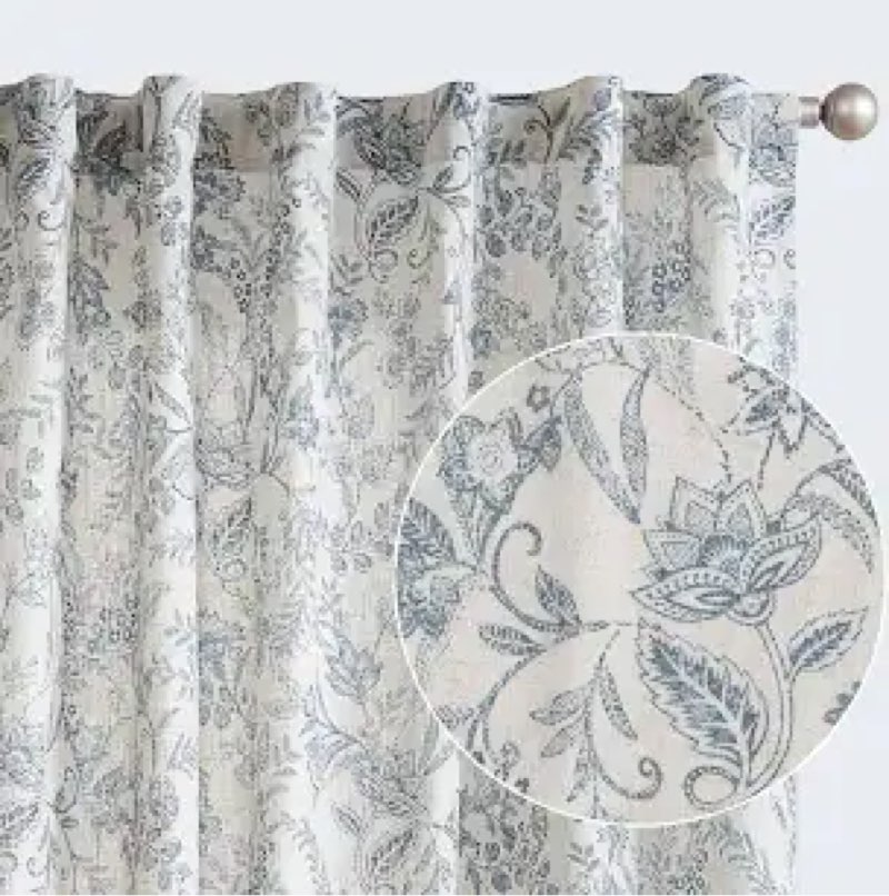 vangao blue floral linen curtains for living room 84 inches long farmhouse curtains for bedroom vint