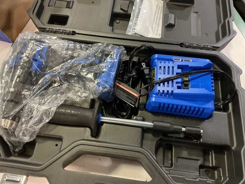 Condition photo showing As Is for kobalt xtr 24-volt 1/2-in keyless brushless cordless drill (1-battery,charger and hard case included)