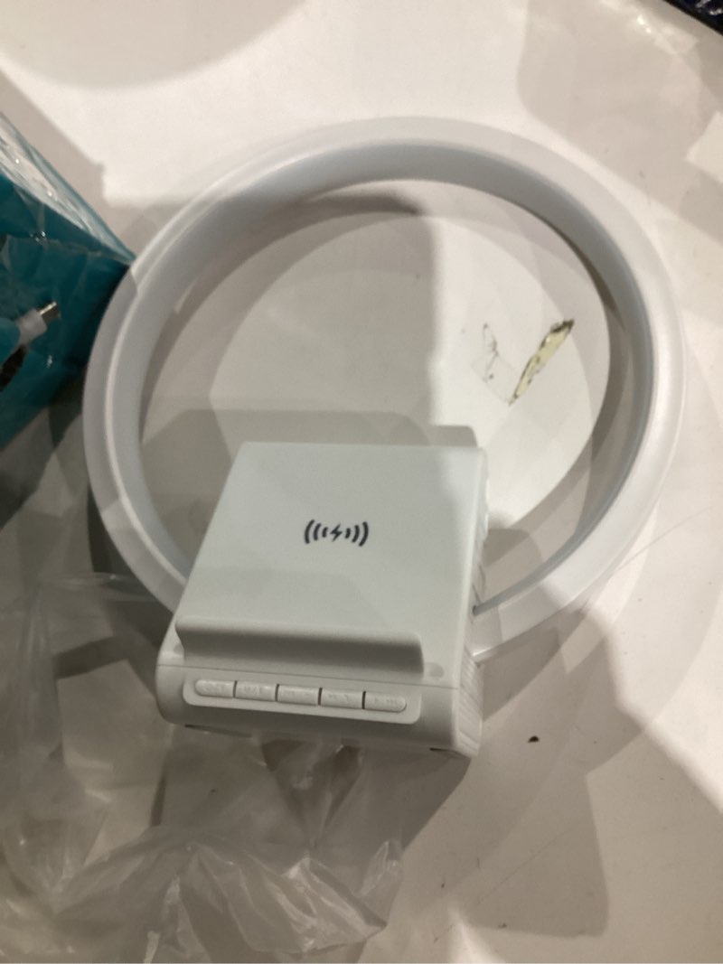 Condition photo showing Good Condition for 4 in 1 fast wireless charger, bedside table lamp, blueetooth speaker, multiple rgb and warm lights, phone stand/phone holder. multifunctional fast charger speaker light. desk and nightstand gifts