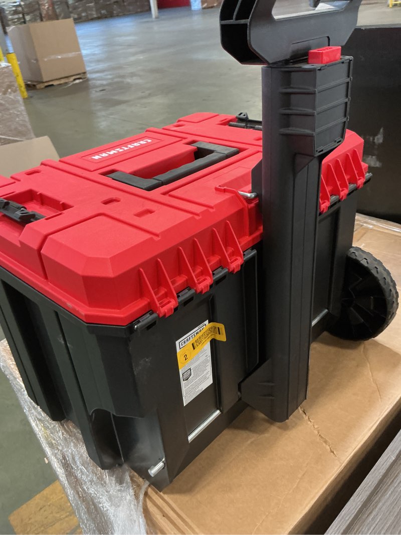 Condition photo showing As Is for CRAFTSMAN VERSASTACK 29-in. RollingTool Box with Wheels, Red, Plastic, Lockable (CMST17835) (B084Q4H78K)