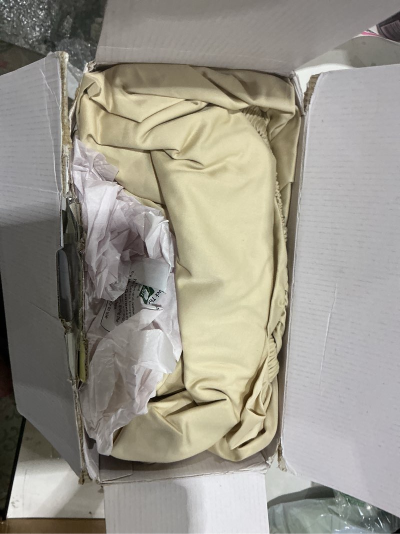 Condition photo showing Good Condition for california design den split king bed sheets set, 400 thread count - 100% cotton sateen - soft, breathable & cooling bed sheets for adjustable beds, 5-pc deep pocket bed sheets - beige