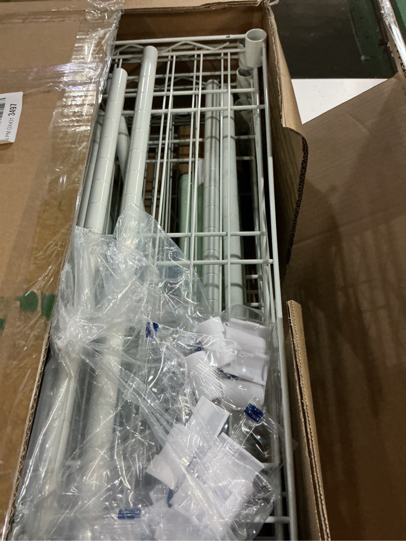 Condition photo showing New/Like New for homefort 6-shelving unit, adjustable wire shelving, metal wire shelf rack organizer for kitchen, pantry, closet, bathroom, laundry, white, 21" w x 11" d x 69" h white 21"w x 11"d x 69"h