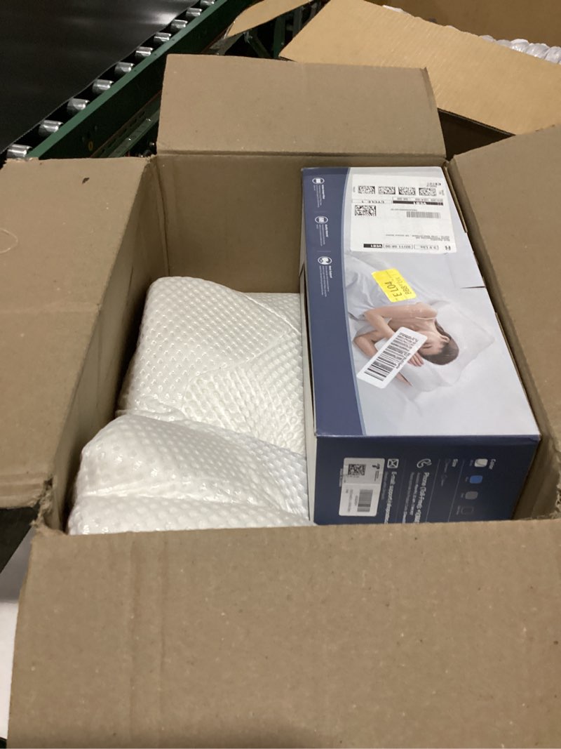 Condition photo showing Good Condition for osteo cervical pillow for neck pain relief, hollow design odorless memory foam pillows with cooling case, adjustable orthopedic bed pillow for sleeping, support for side back sleepers queen(25.5*16.5*5.2/4.1 inches) white