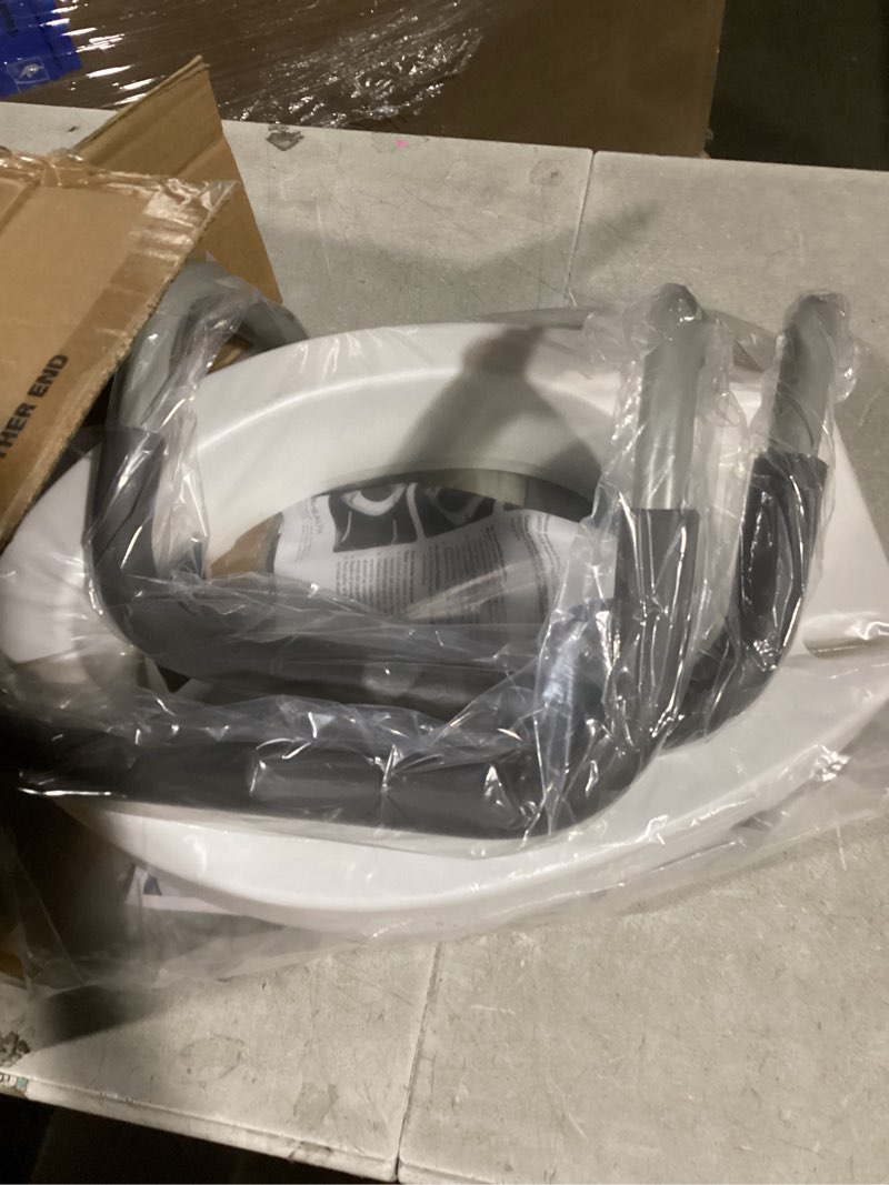 Condition photo showing Good Condition for Compass Raised Toilet Seat with Arms, Elongated Toilets, 3.5 Inch High, Elevated Toilet Riser with Removable Padded Handles, Easy On and Off, Support 250 lbs, White
