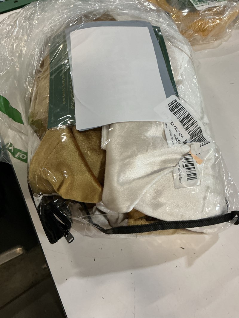 Condition photo showing Good Condition for bulbul velvet curtains for living room gold cream ivory 72 inches long,2 panels blackout curtains modern color block back tab rod pocket soundproof drapes for bedroom window decor gold & ivory 52"w x 72"l (pack of 2)