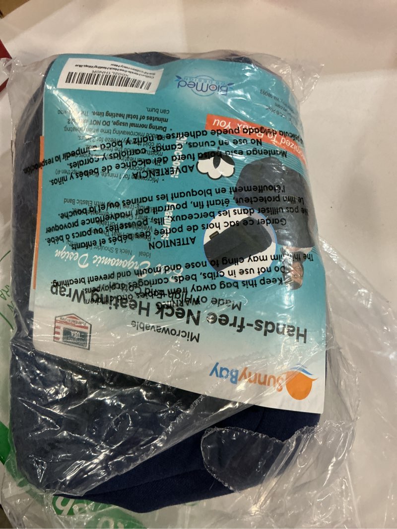 Condition photo showing New/Like New for SunnyBay Microwave Heating Pad, Microwavable Cold or Heated Neck and Shoulder Wrap, Moist and Weighted Hands-Free Beanbag Pack with Wide Neck Coverage 26 Inches Long-Length Cotton, Navy Blue 4x26 - Cotton Regular - Navy Blue