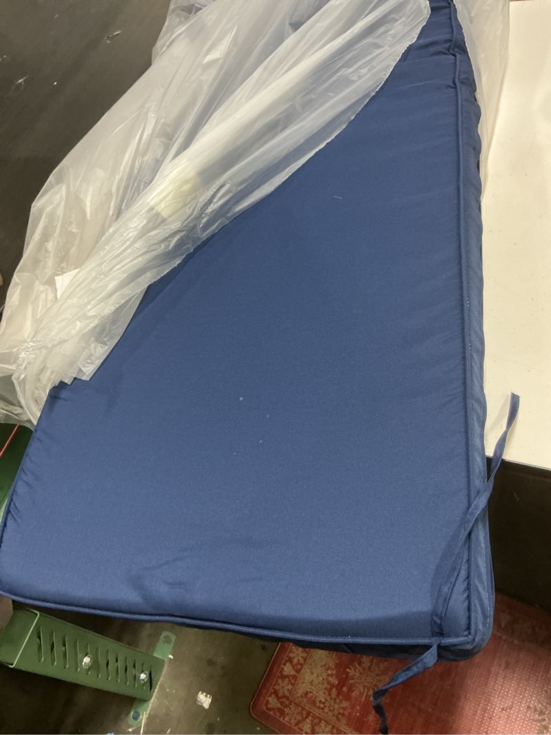 Condition photo showing Good Condition for Outdoor Bench Cushions 48 x 18 Inch Thick Waterproof Porch Swing Cushions with Tie Patio Furniture Chair Cushion Bench Pad 5 Year Color Fastness Backyard Seat Pads Navy 48x18x3 Navy