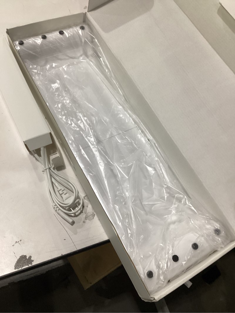 Condition photo showing New/Like New for PG Silver Monitor Stand Riser with 4-Port USB Charging ports, Convenient keyboard organiser,Desktop Organizer for Computer, Laptop, TV, Printer - Ergonomic Keyboard Tray & Storage Shelf. White