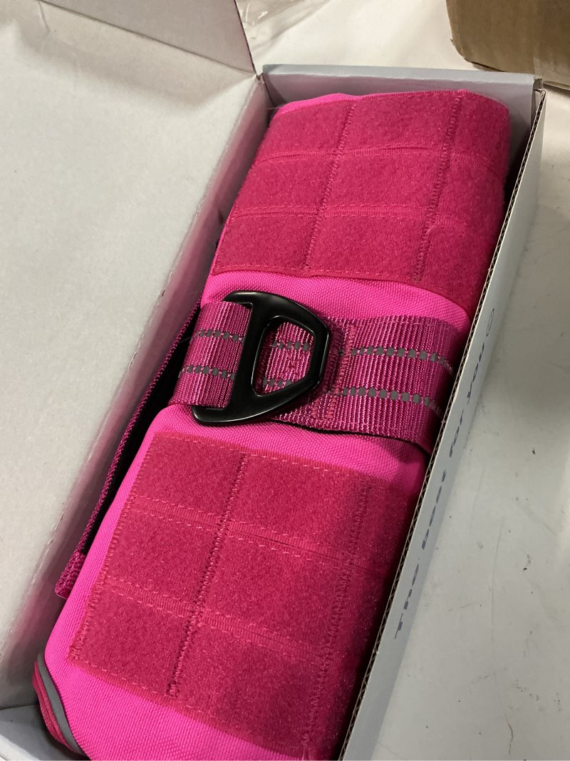 Condition photo showing New/Like New for dog harness for large dogs heavy duty, no pull tactical dog harness with molle system, easy on and off service dog vest, breathable padded, adjustable reflective pet vest for walking hiking training l(neck:18-24",chest:25-36"),45-80 lbs pink