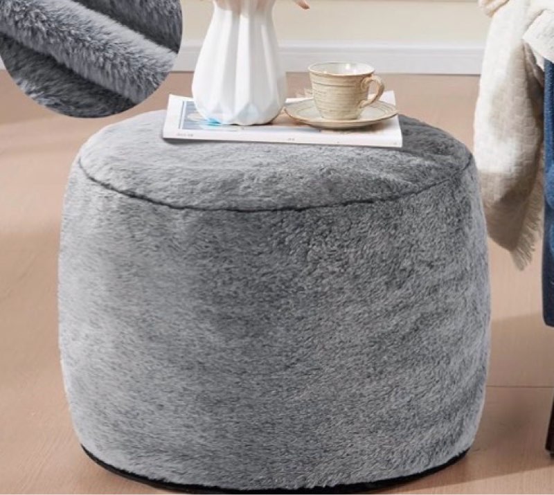 WSOFRLAC Boho Ottoman Living Room Furniture 20"x15" Large Round Ottomans Pouf Couch Foot Rest Grey P