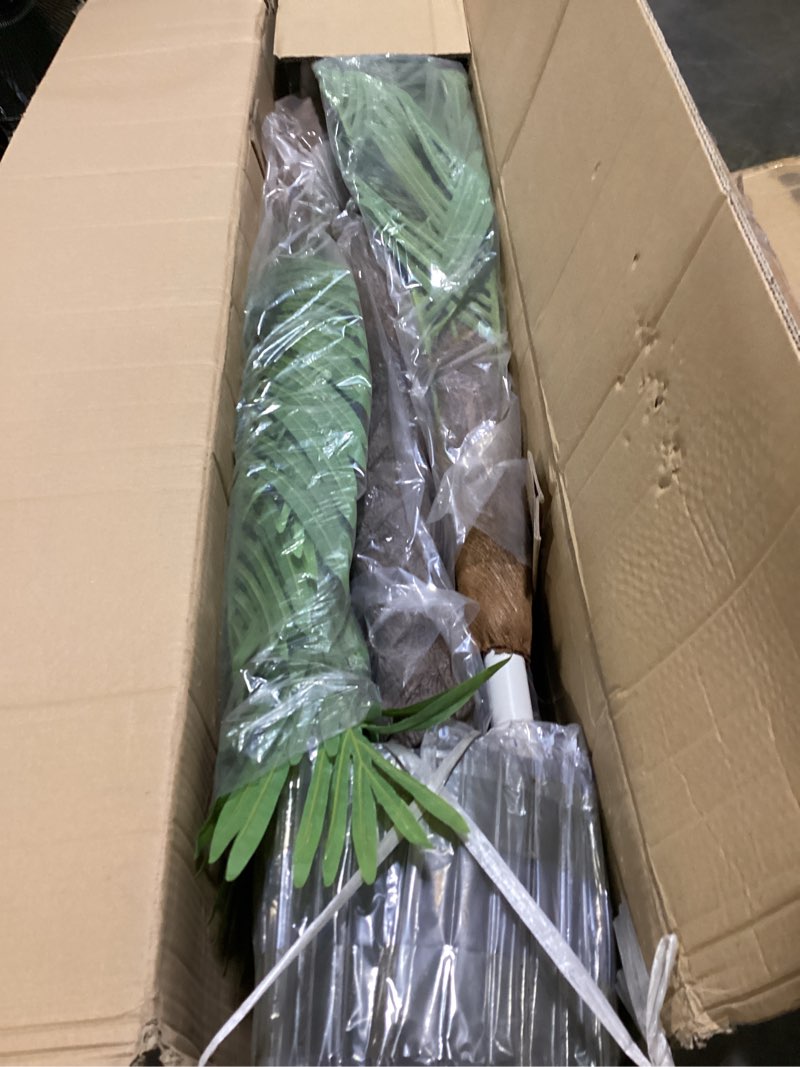 Condition photo showing New/Like New for anting 7.5ft triple tropical palm artificial tree - outdoor/indoor fake palm plant for home office decor - green faux plant for living room patio pool garden 7.5ft triple phoenix palm (1 pack) 7.5ft